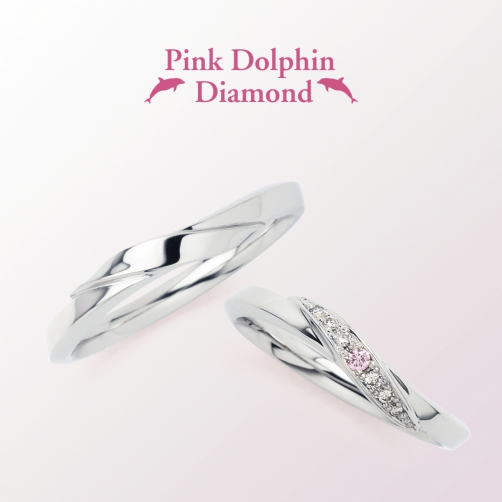 阪神エリアで人気の10万円で揃う結婚指輪ピンクドルフィンダイヤモンド３