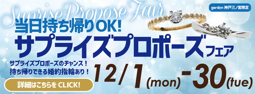 当日お持ち帰りも可能！サプライズプロポーズフェア｜12/1(月)～12/30(火)クリスマスに間に合うラストチャンス！